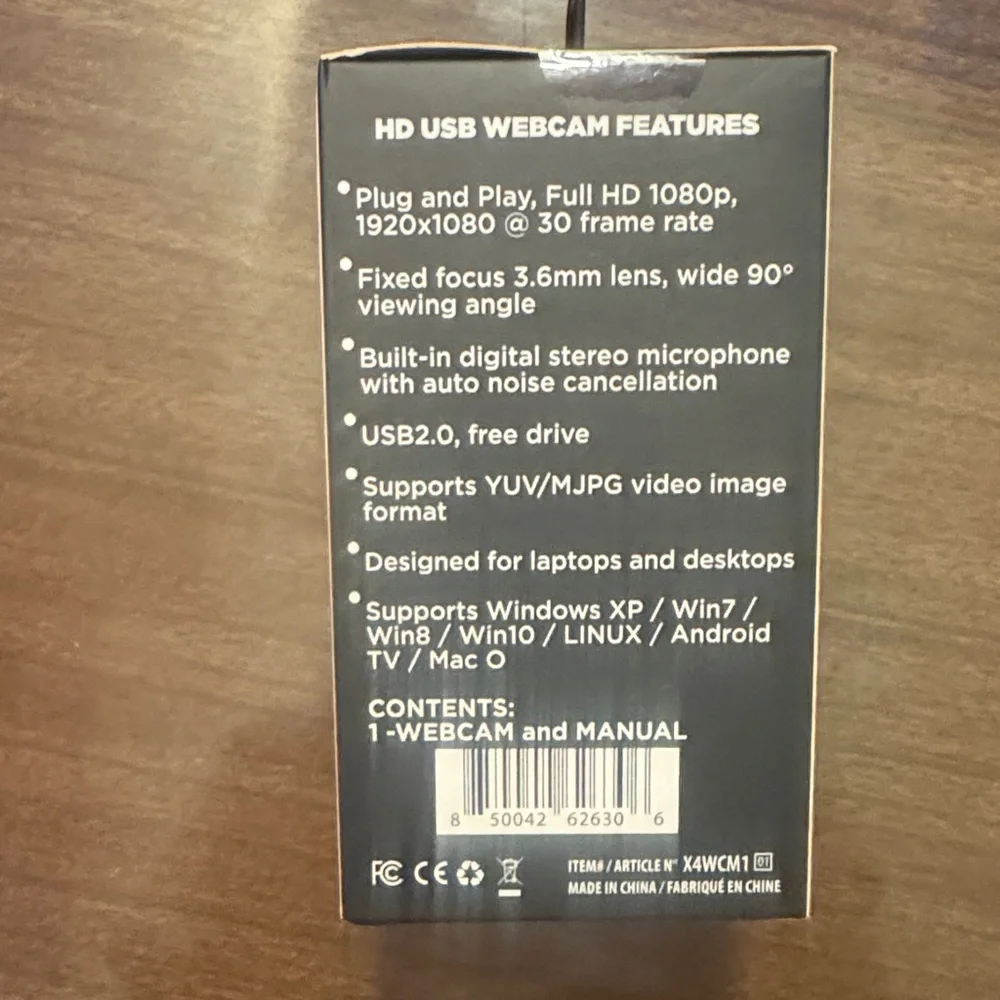 1080P USB Webcam with Microphone - Black